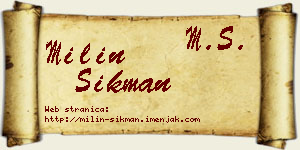 Milin Šikman vizit kartica